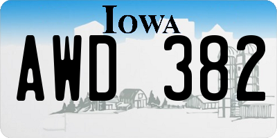 IA license plate AWD382