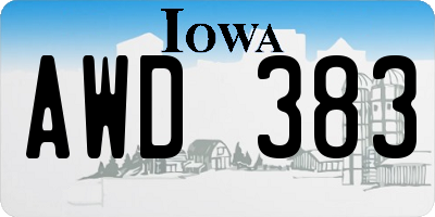 IA license plate AWD383