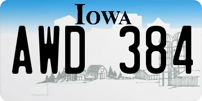 IA license plate AWD384
