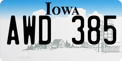IA license plate AWD385