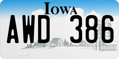 IA license plate AWD386