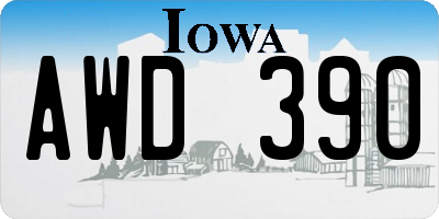 IA license plate AWD390