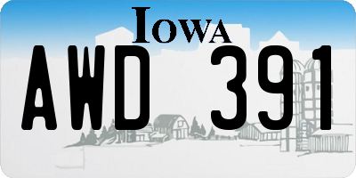 IA license plate AWD391