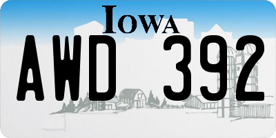 IA license plate AWD392