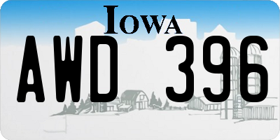IA license plate AWD396