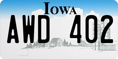 IA license plate AWD402