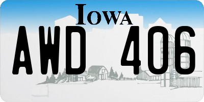 IA license plate AWD406