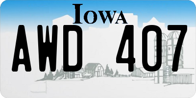 IA license plate AWD407