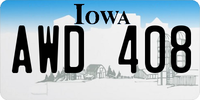 IA license plate AWD408