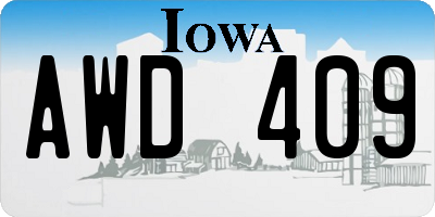 IA license plate AWD409