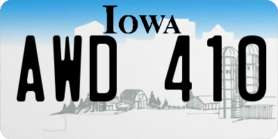 IA license plate AWD410