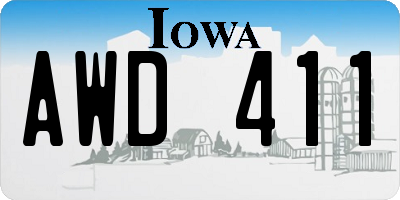 IA license plate AWD411