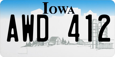 IA license plate AWD412