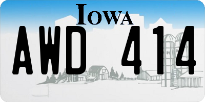 IA license plate AWD414