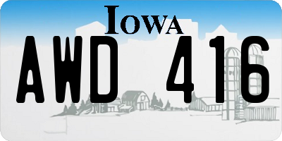 IA license plate AWD416