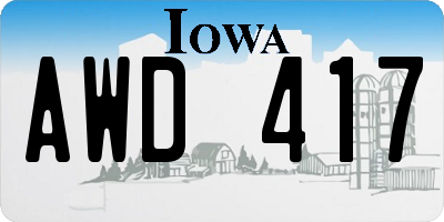 IA license plate AWD417