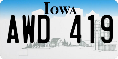 IA license plate AWD419