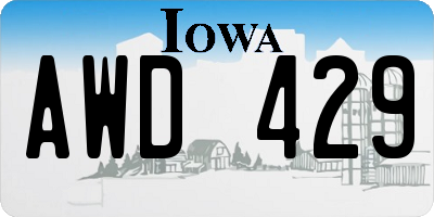 IA license plate AWD429