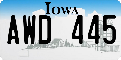 IA license plate AWD445