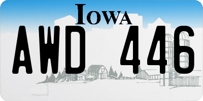 IA license plate AWD446