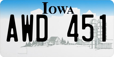 IA license plate AWD451