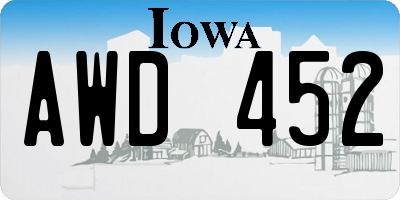IA license plate AWD452