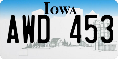 IA license plate AWD453