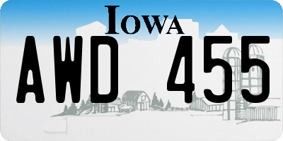 IA license plate AWD455