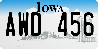 IA license plate AWD456