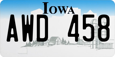 IA license plate AWD458