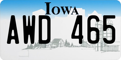IA license plate AWD465