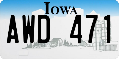 IA license plate AWD471