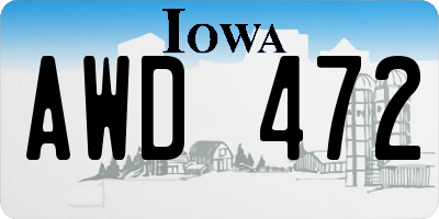 IA license plate AWD472