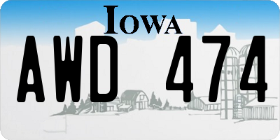 IA license plate AWD474