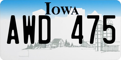IA license plate AWD475