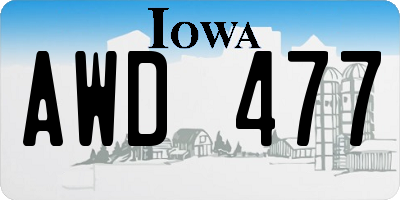 IA license plate AWD477
