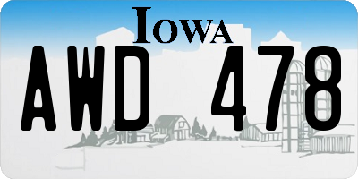 IA license plate AWD478