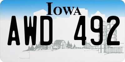 IA license plate AWD492