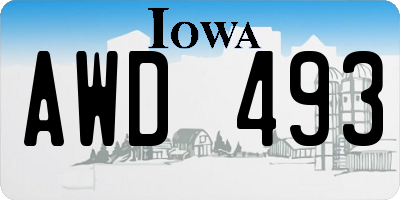 IA license plate AWD493