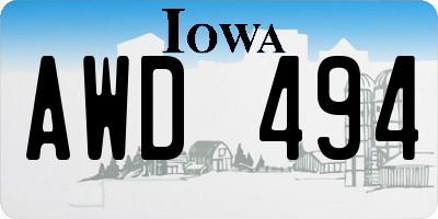 IA license plate AWD494