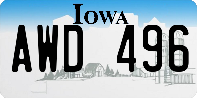 IA license plate AWD496