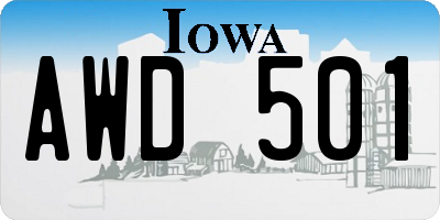 IA license plate AWD501