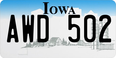 IA license plate AWD502