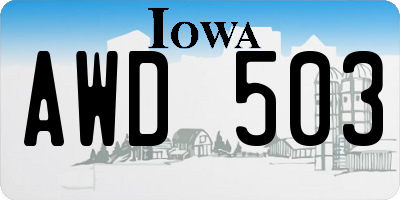 IA license plate AWD503