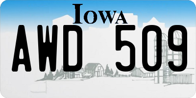 IA license plate AWD509