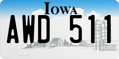 IA license plate AWD511