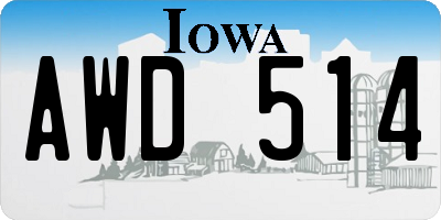 IA license plate AWD514