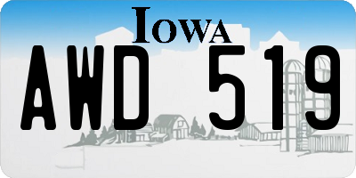 IA license plate AWD519