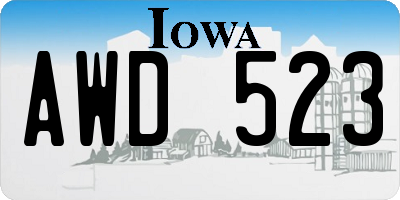 IA license plate AWD523