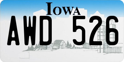 IA license plate AWD526